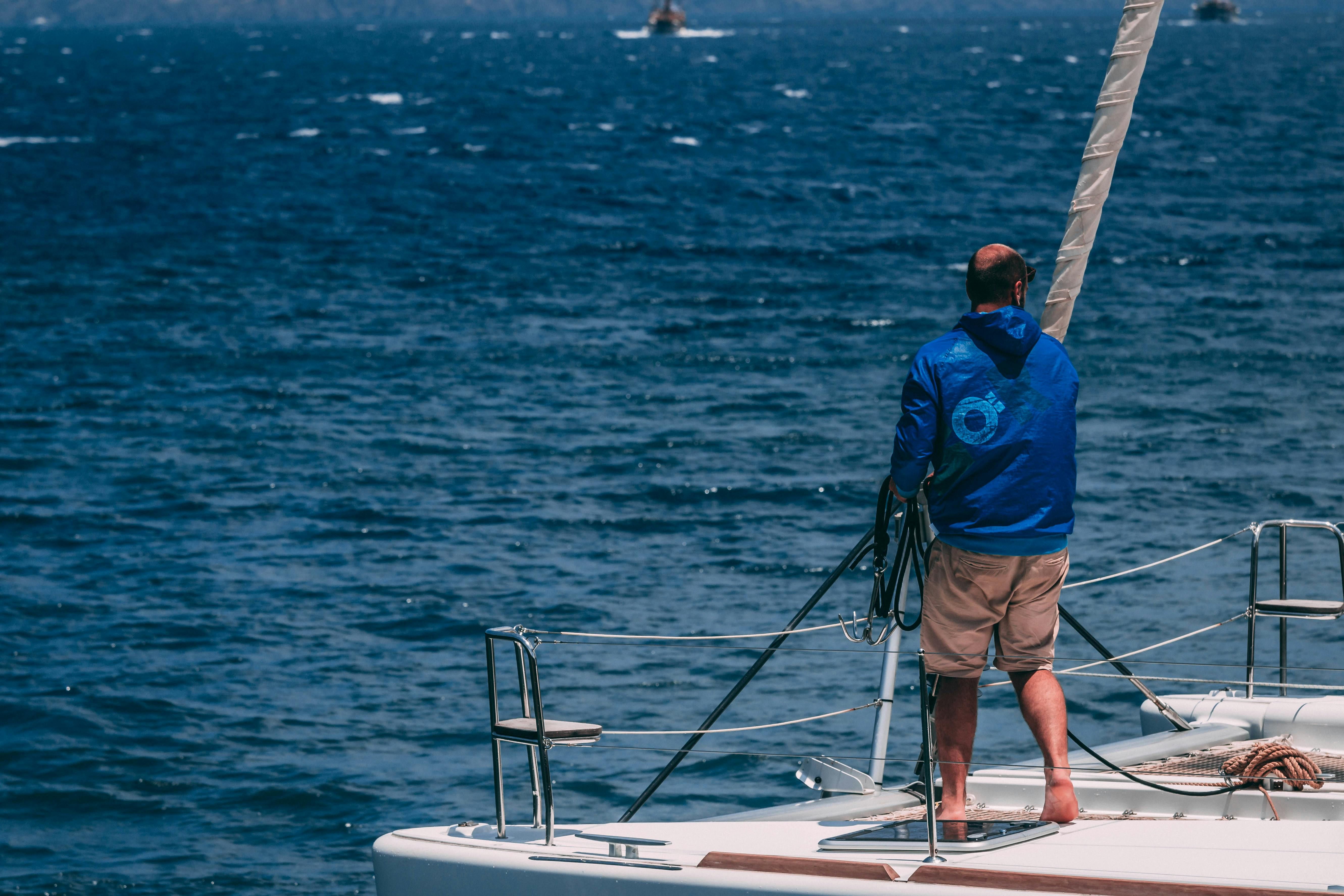 Skipper cleaning the boat